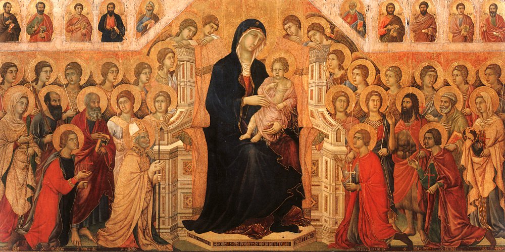 Madonna and Child Enthroned with Angels and Saints